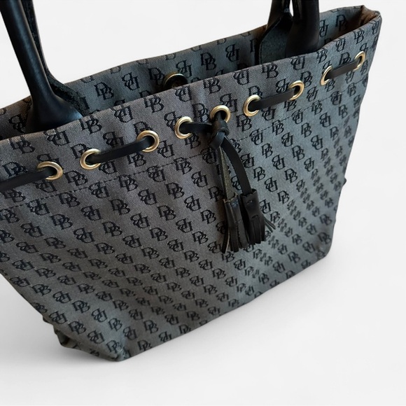 Dooney & Bourke Handbags - Y2K Vintage Dooney & Bourke Grey Black Monogram Handbag Canvas Shoulder Bag Tote